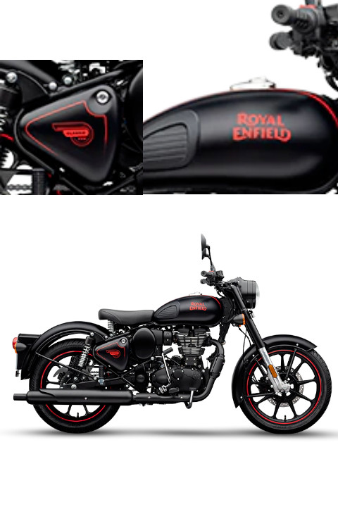 Royal Enfield Classic Red Black Original Sticker | Classic 350 Red Black Original Graphics