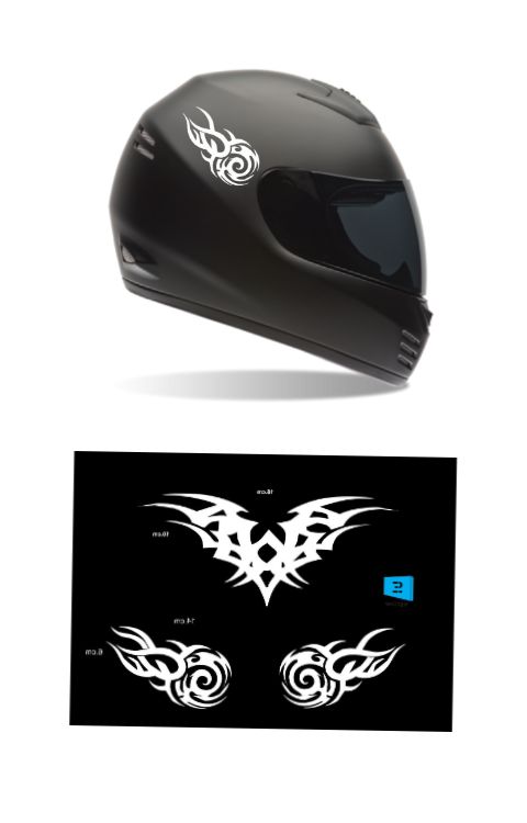 Tattoo Design Sticker For Any Helmet White Color - The stickers