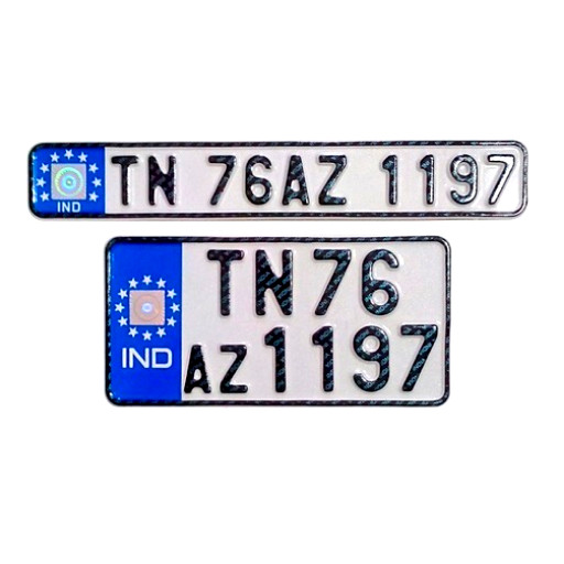 IND Punched Number Plate with Blue Star- The stickers